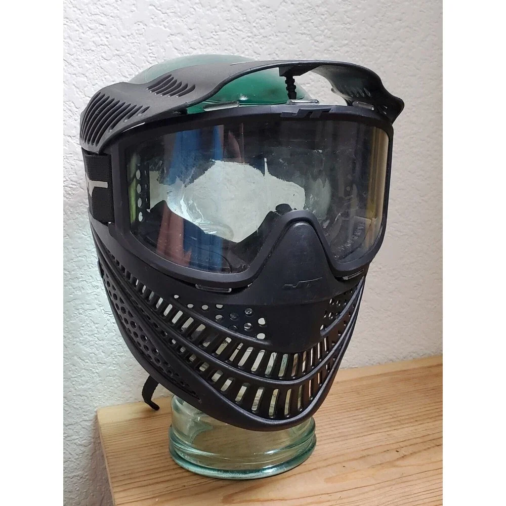 JT Paintball Face Mask Black Tactical Gear w/ Glasses Has Light Scratches‎